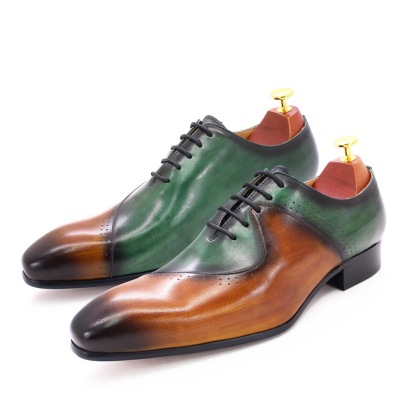 Men's leather shoes cross-border e-commerce hot-selling cowhide leather shoes business men's shoes color matching personality formal men's genuine leather Oxford shoes