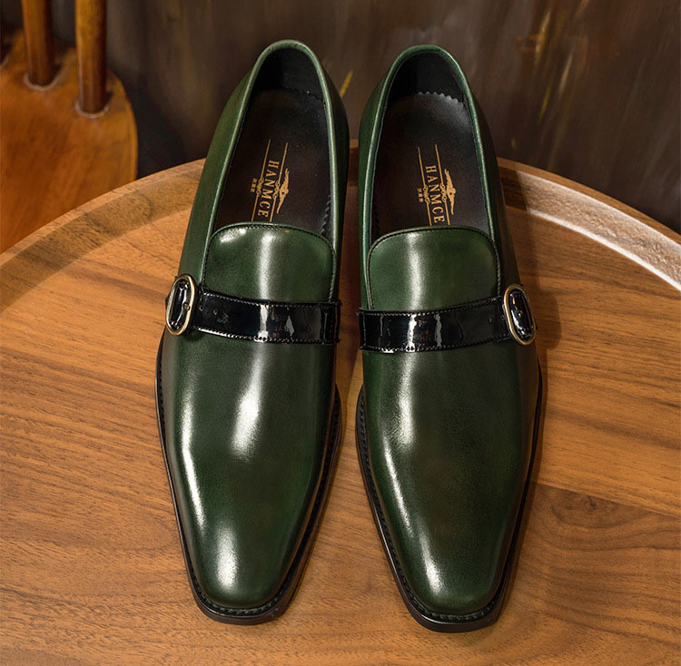 Men's shoes spring and summer new business casual leather shoes men's cowhide leather shoes small square head loafers men's agent