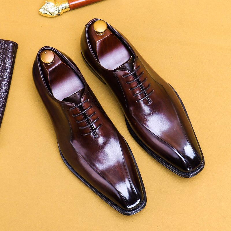 Men's stylish genuine leather pointed toe oxford shoes