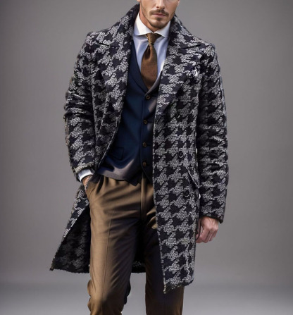 GUYSTEP™Men's mid-length double-breasted slim fit wool coat