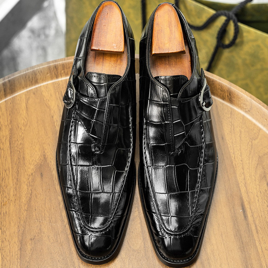 Monk shoes cowhide men's shoes new buckle leather shoes men's low-top shoes for men's fashion shoes