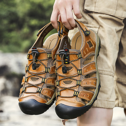 GUYSTEP™-Men's Genuine Leather Sandals Summer Beach Breathable Causal Shoes Plus Size