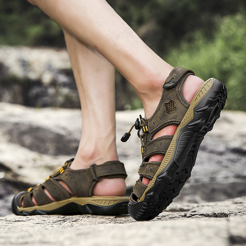 GUYSTEP™-Men's Genuine Leather Sandals Summer Beach Breathable Causal Shoes Plus Size