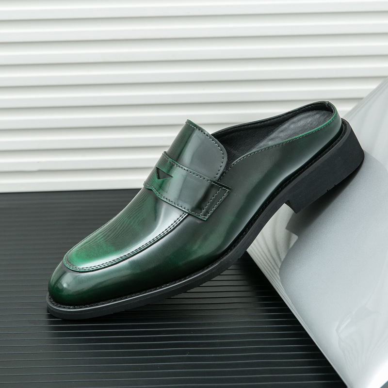 Men's thick-soled slip-on casual leather shoes