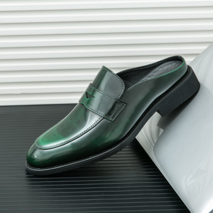 Men's thick-soled slip-on casual leather shoes