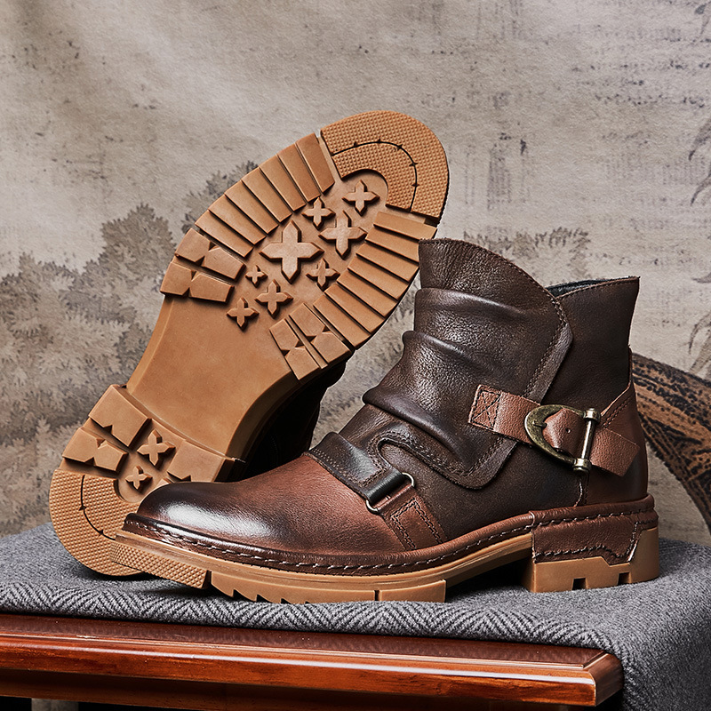 GUYSTEP™New British retro motorcycle Martin leather boots
