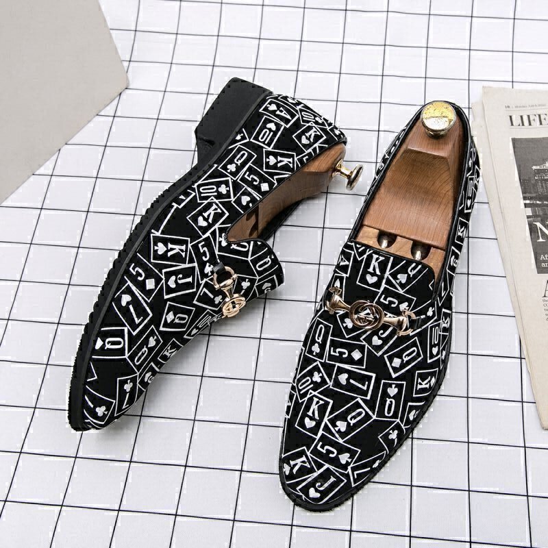 Men's casual breathable poker pattern shoes