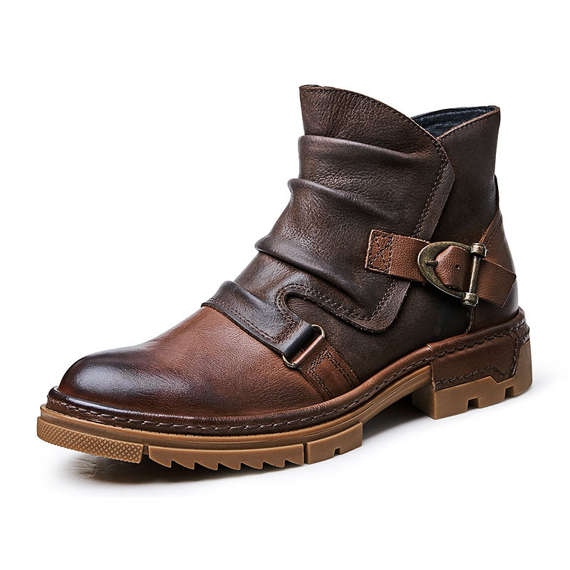 GUYSTEP™New British retro motorcycle Martin leather boots