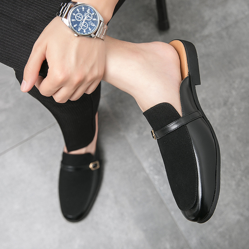 Trendy Heelless Half Slippers Casual Leather Shoes