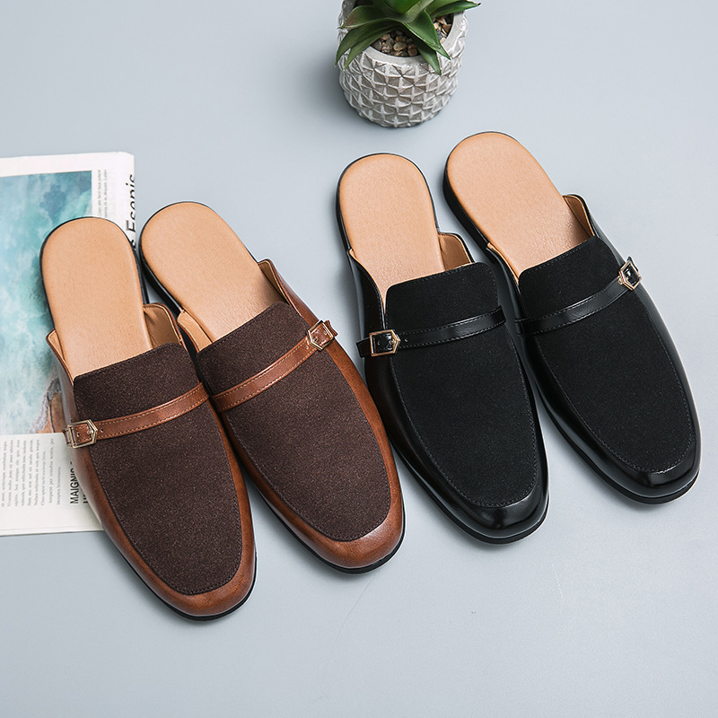 Trendy Heelless Half Slippers Casual Leather Shoes