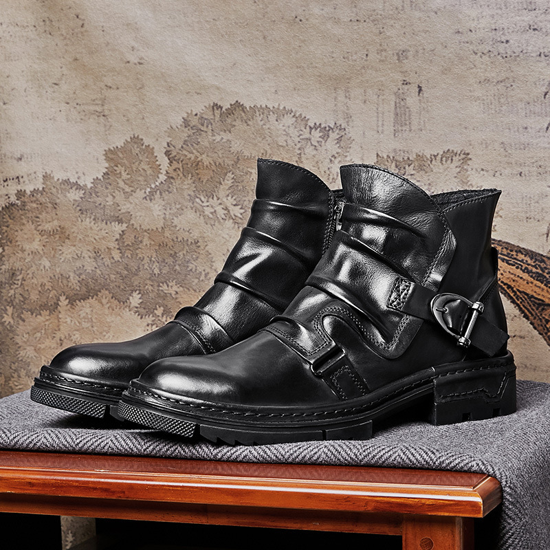 GUYSTEP™New British retro motorcycle Martin leather boots