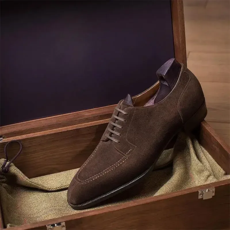 Men's suede pointed toe retro trendy casual shoes