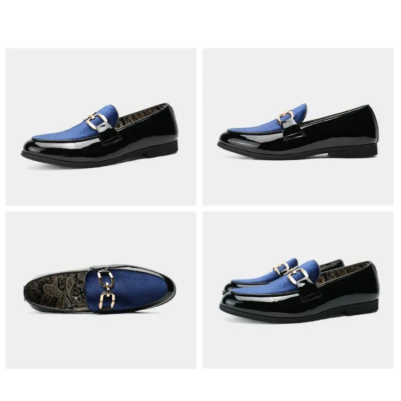 Men's Casual Leather Shoes Mens Fashion Patchwork Party Wedding Loafers Moccasins Men Slip-on Light Comfortable Driving Flats