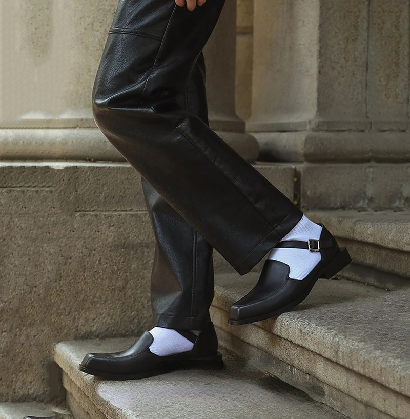 GUYSTEP™-Dan Anthony Black Leather Sandals