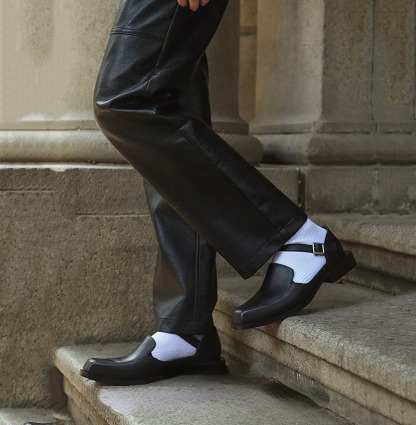 GUYSTEP™-Dan Anthony Black Leather Sandals