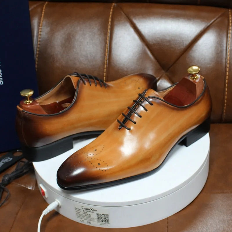 GUYSTEP™Men's simple and stylish genuine leather pointed toe oxford shoes