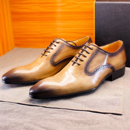 Men's Full-Grain Leather Handcrafted Formal Business Brogue Oxford Shoes