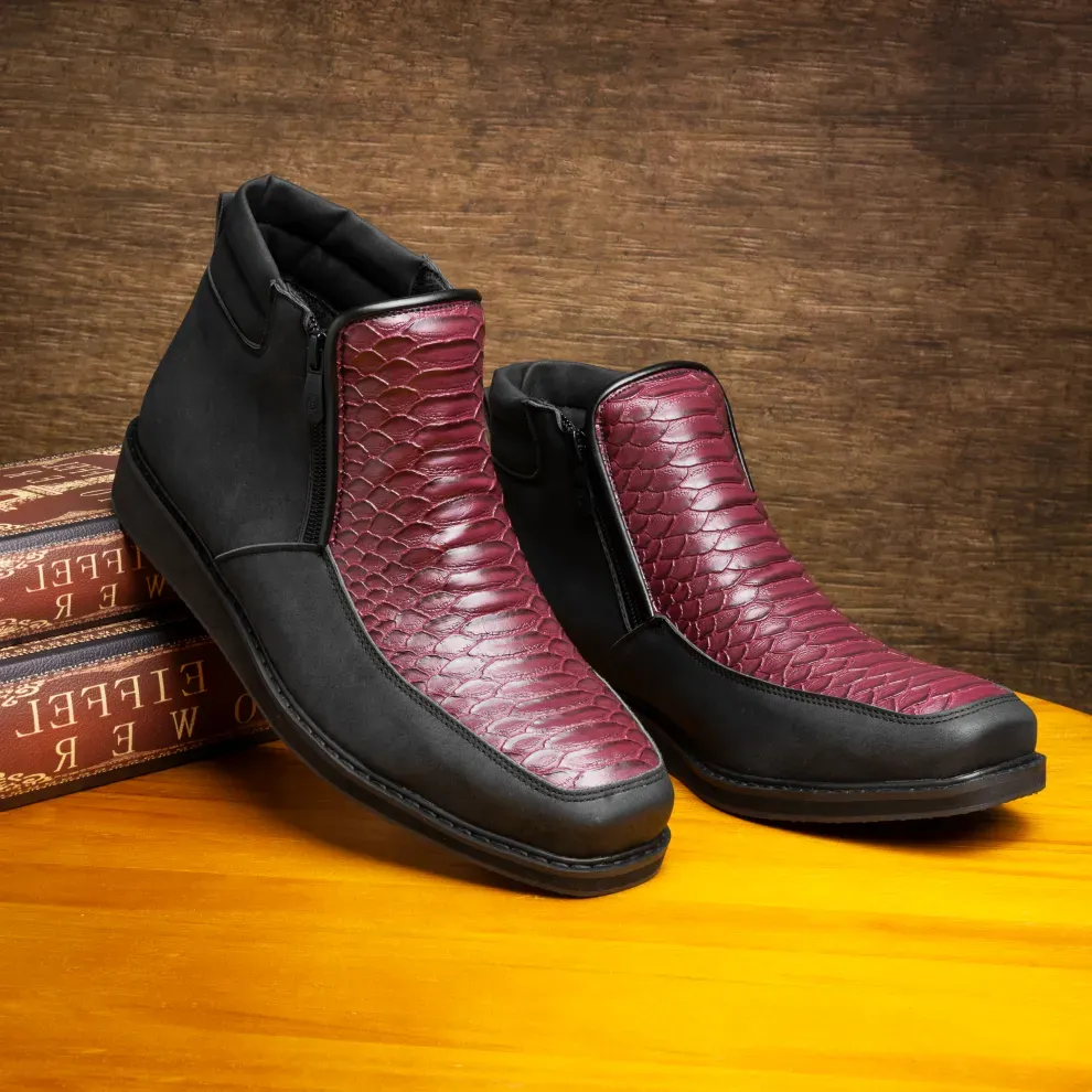 [Copy]Men's Ostrich Leather Handmade Western Wide Square Toe Brown Cowboy Boots