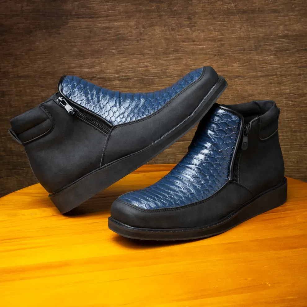 [Copy]Men's Ostrich Leather Handmade Western Wide Square Toe Brown Cowboy Boots