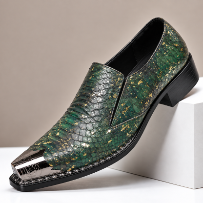 GUYSTEP™British style height-enhancing green business genuine leather men's formal leather shoes
