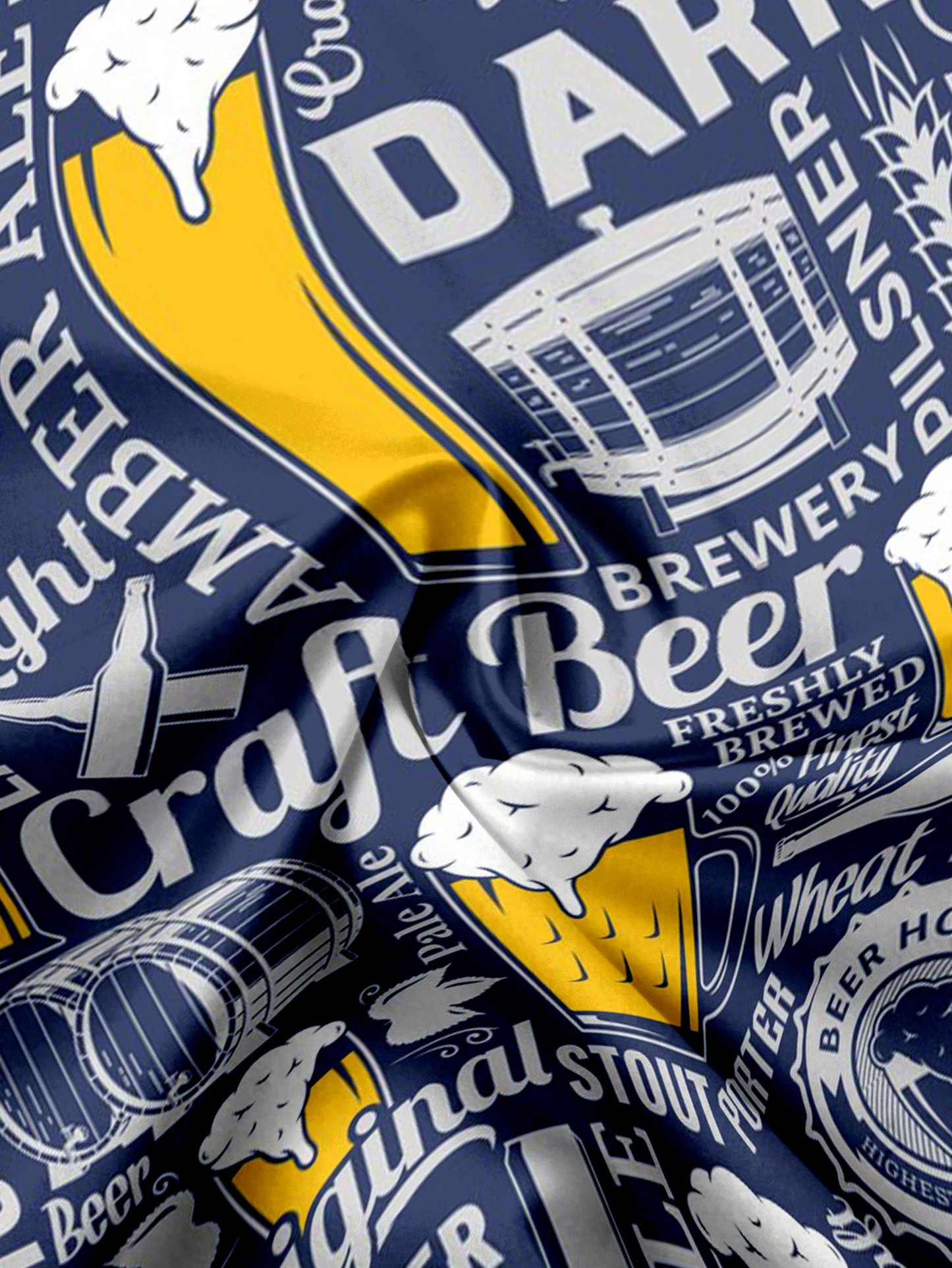 BREWERY BEER Chest Pocket Hawaiian Shirt