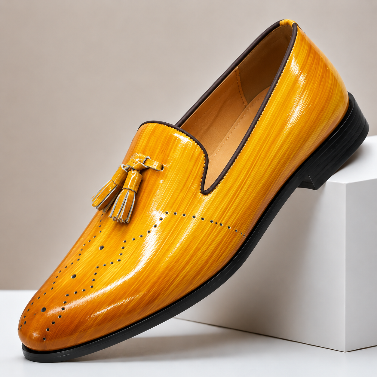 Men’s Genuine Leather Tassel Loafers – Elegant Slip-On Dress Shoes, Multiple Colors