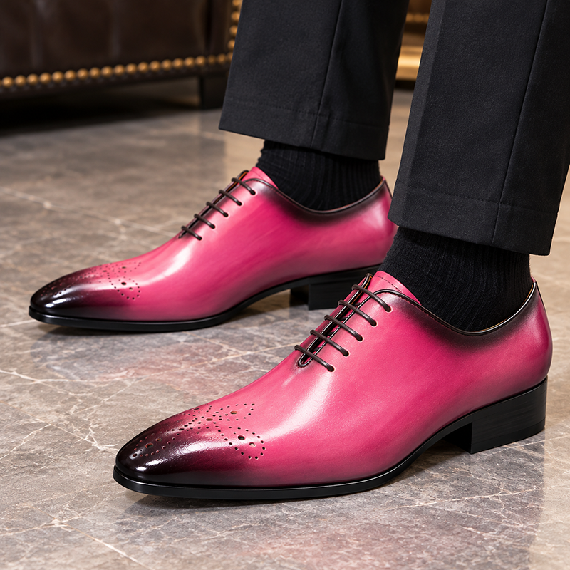 GUYSTEP™Men's simple and stylish genuine leather pointed toe oxford shoes