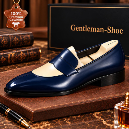 Stylish Navy - Blue Leather Loafers: Elegant and Sophisticated Footwear