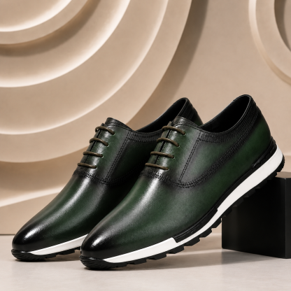 Men's Leather Lace-Up Casual Sneakers – Available in Multiple Colors