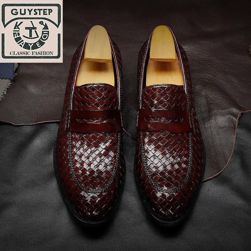 GUYSTEP™-Men's genuine leather casual woven leather shoes