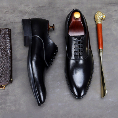 Men's Full-Grain Leather Low-Top Lace-Up Leather Shoes