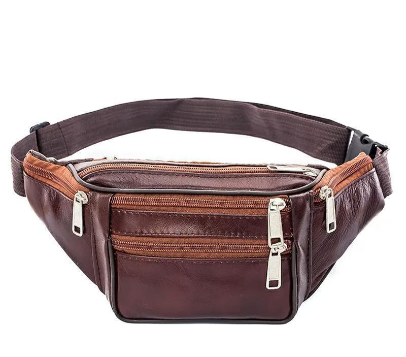 Men's genuine leather casual business sports waist bag outdoor multifunctional messenger bag