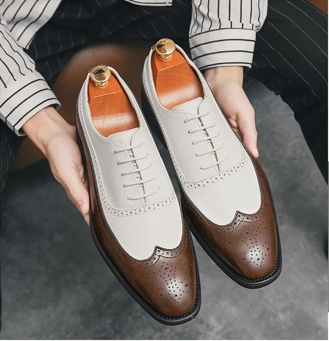 GUYSTEP™-Brown men's suede stitching casual leather shoes