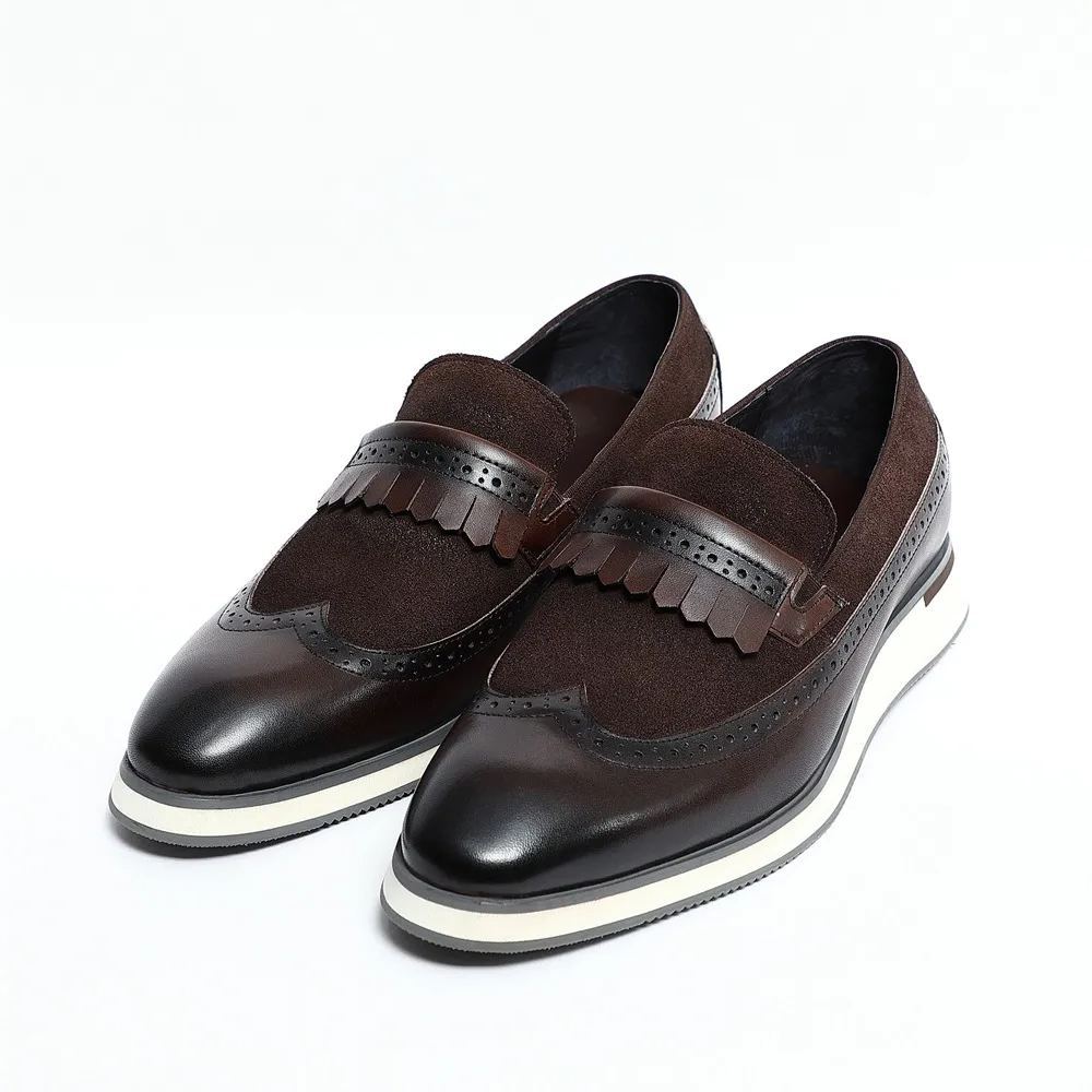 [Copy]GUYSTEP™Classic red and houndstooth breathable leather derby shoes
