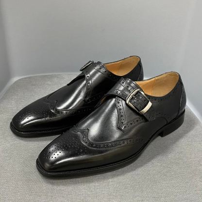 Factory direct supply Amazon summer men's business leather shoes brogue carved cowhide men's shoes slip-on formal shoes