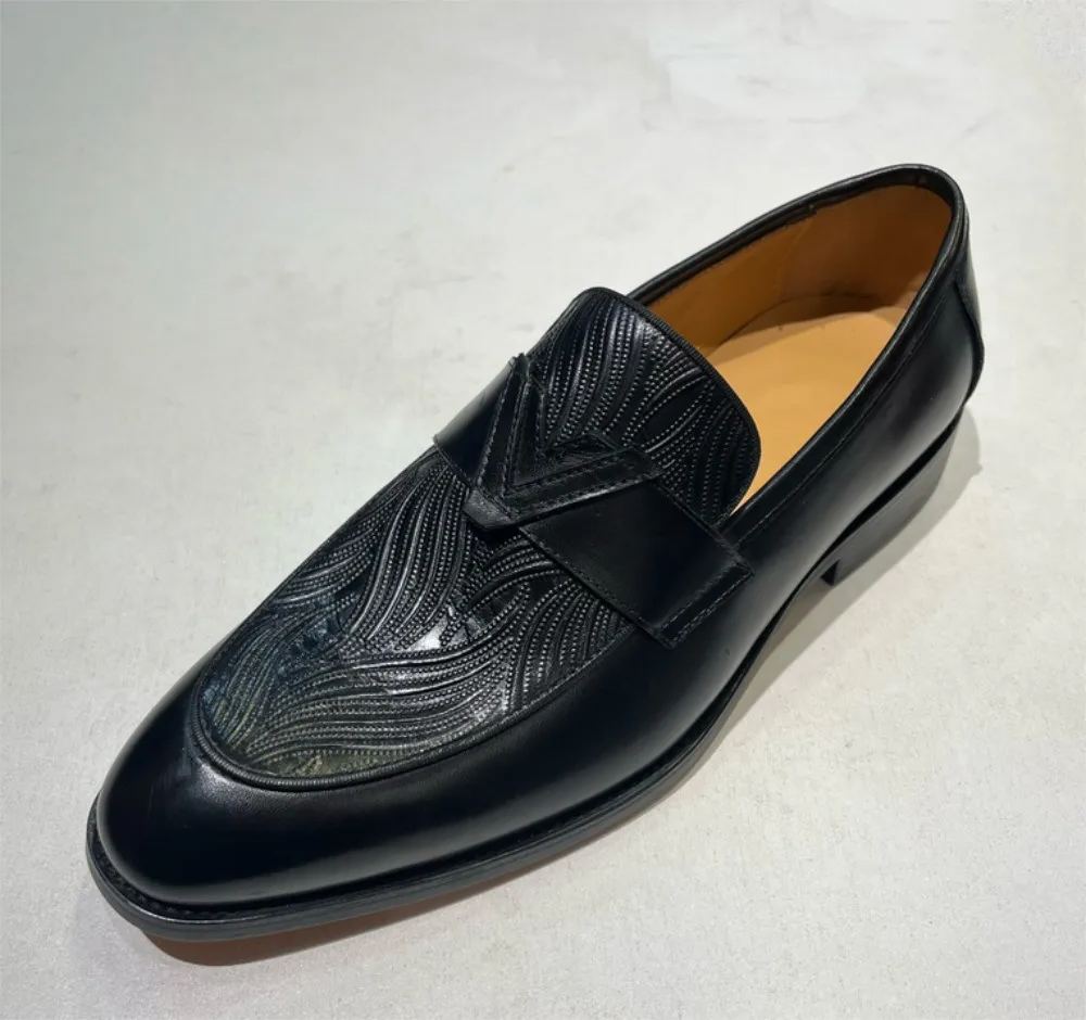 [Copy]Stylish Navy - Blue Leather Loafers: Elegant and Sophisticated Footwear