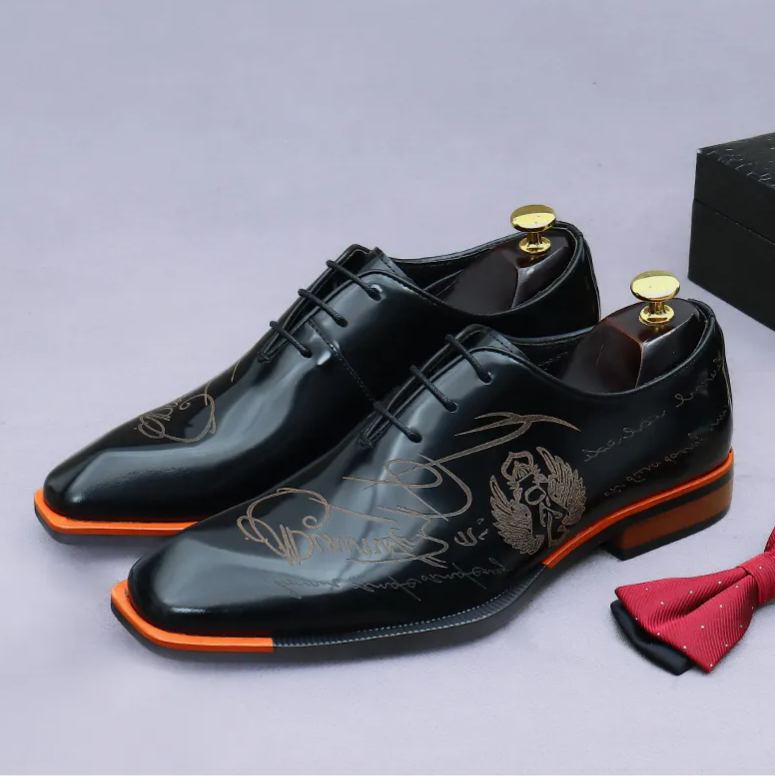 Men's high-end quality color matching business casual Oxford shoes first layer cowhide