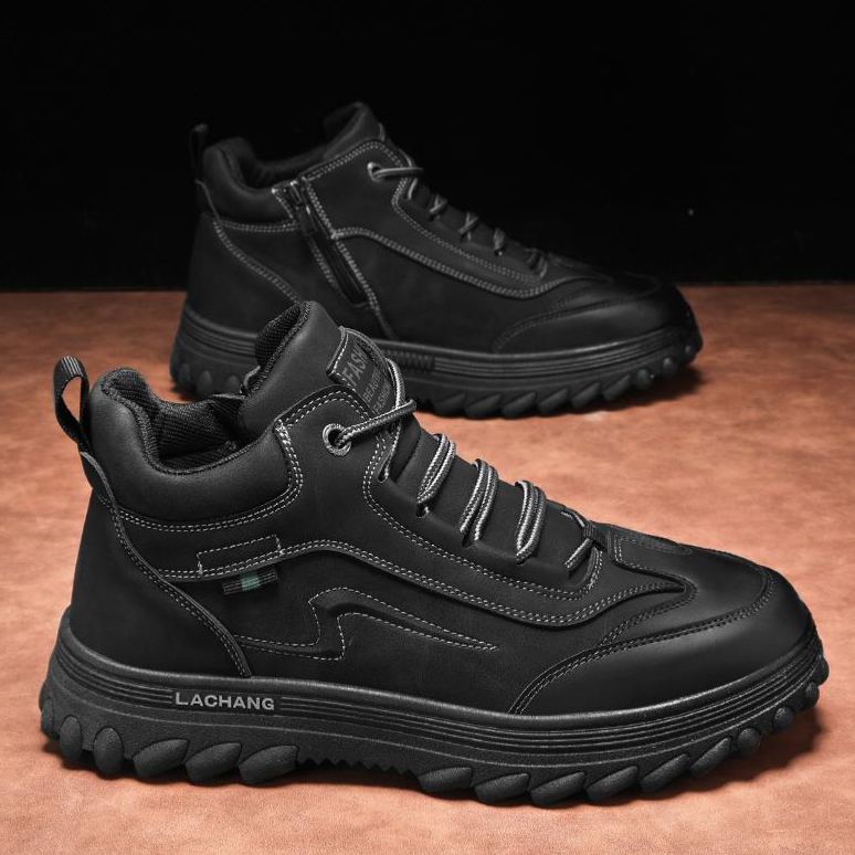 Men's high-top casual sneakers (black/gray)