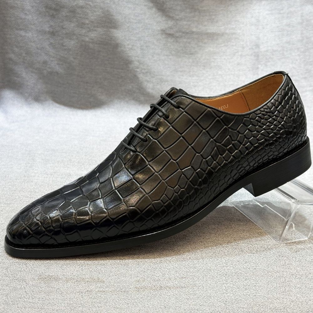 Fashionable Crocodile Pattern Low-top Business Lace-up Oxford Shoes