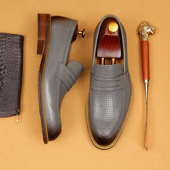 [Copy]Vintage Buckle Men's Leather Loafers