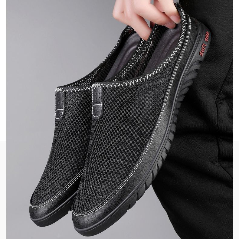 Summer mesh flyknit breathable comfortable casual slippers for men