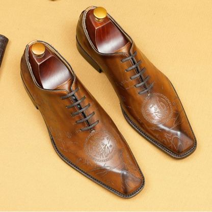 Men's business style genuine leather cowhide lining one-piece Oxford shoes