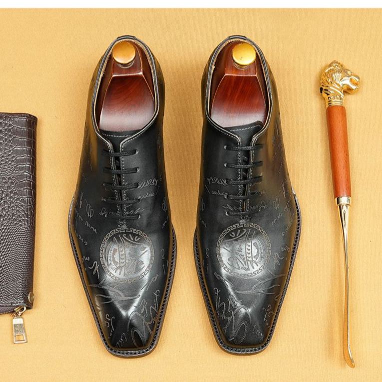 Men's business style genuine leather cowhide lining one-piece Oxford shoes