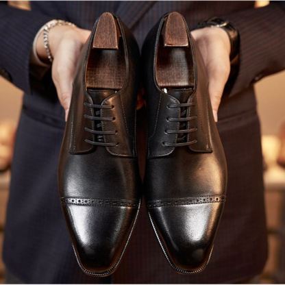 Brogue-style plus-size retro genuine leather men's shoes