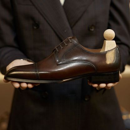 Brogue-style plus-size retro genuine leather men's shoes