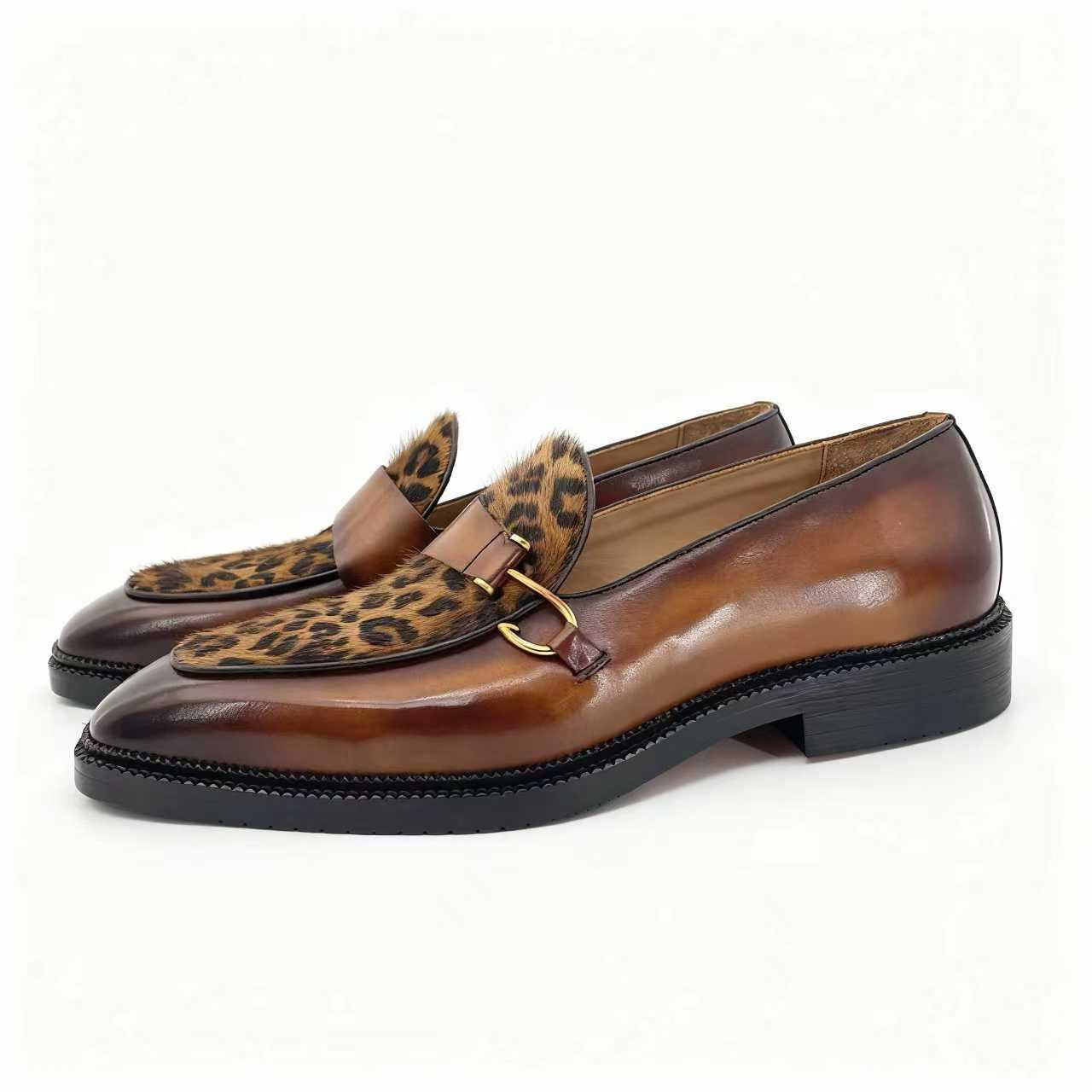 [Copy]Large size men's pointed leather shoes with color-blocking British formal business Oxford shoes