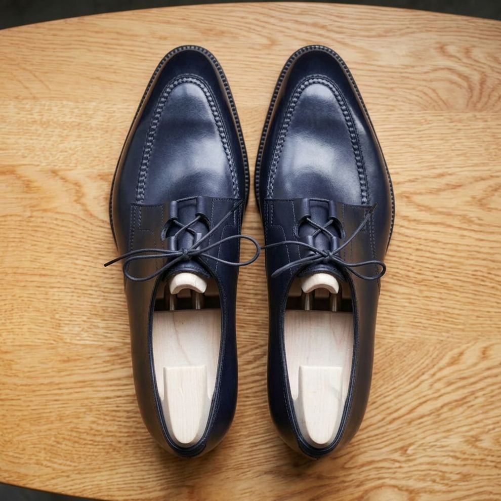 [Copy]Men's Handmade Pointed-Toe Lace-Up Leather Casual Shoes
