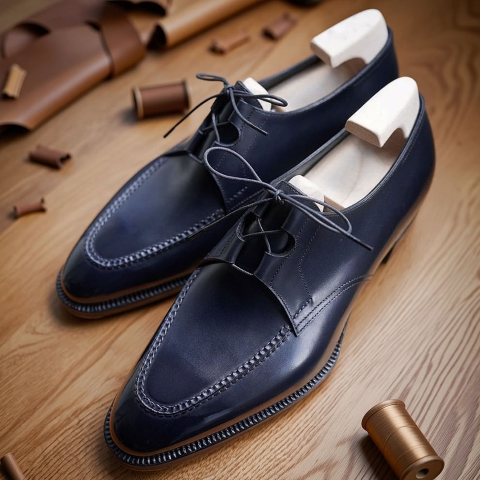 [Copy]Men's Handmade Pointed-Toe Lace-Up Leather Casual Shoes