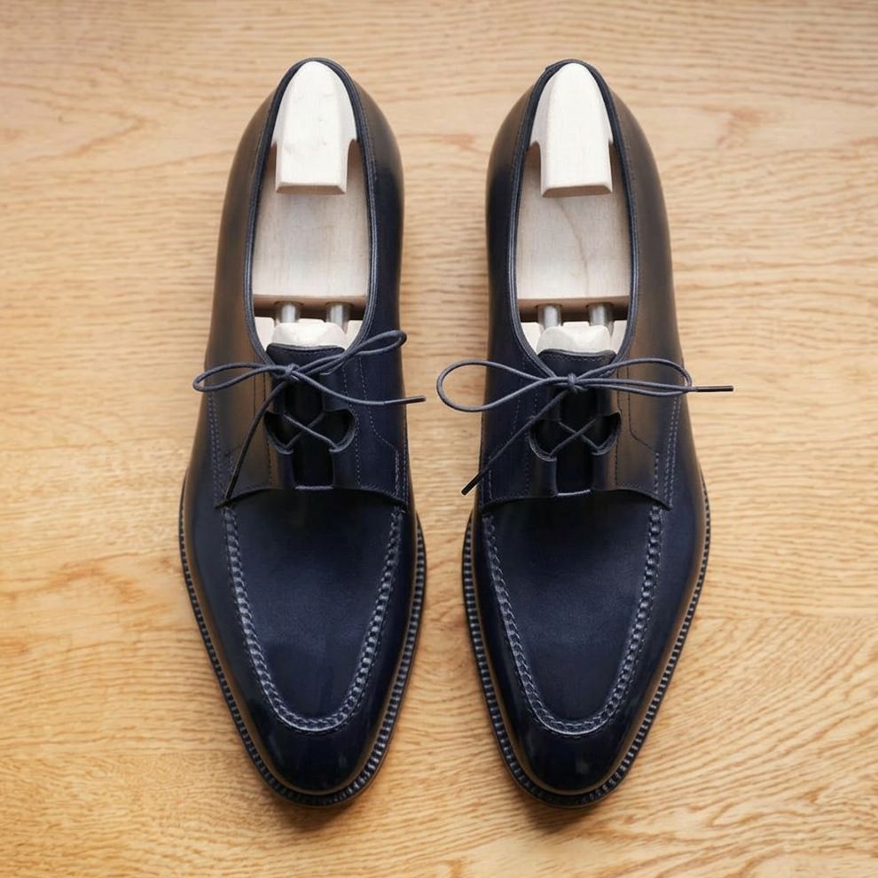 [Copy]Men's Handmade Pointed-Toe Lace-Up Leather Casual Shoes