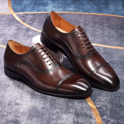 Men's smooth leather lace-up dress shoes